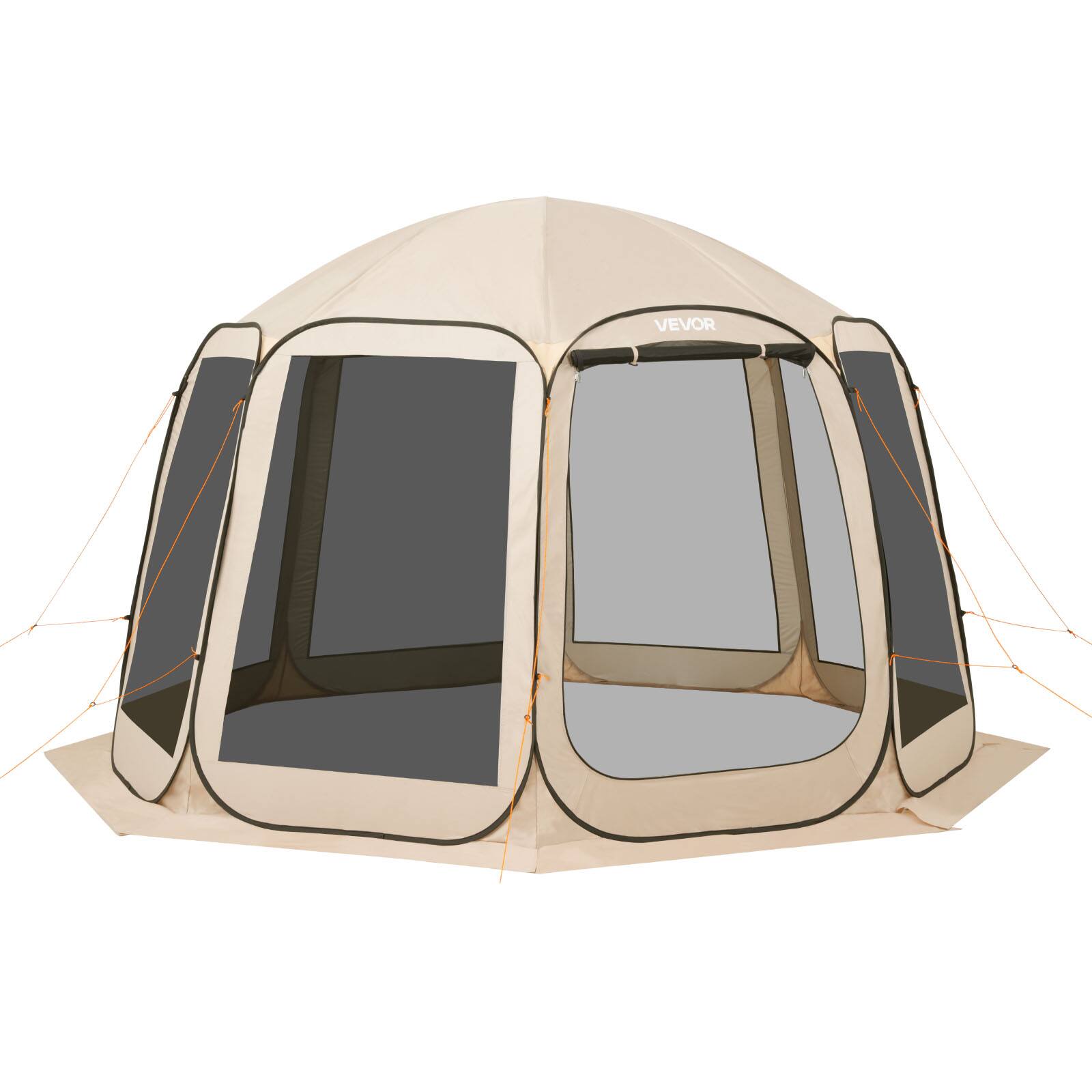 Alt View 5. VEVOR - Screen House Tent, 12 x 11 ft, 10-12 Person Pop Up Screen Tent, Portable Screened in Canopy with Carry Bag - Beige.