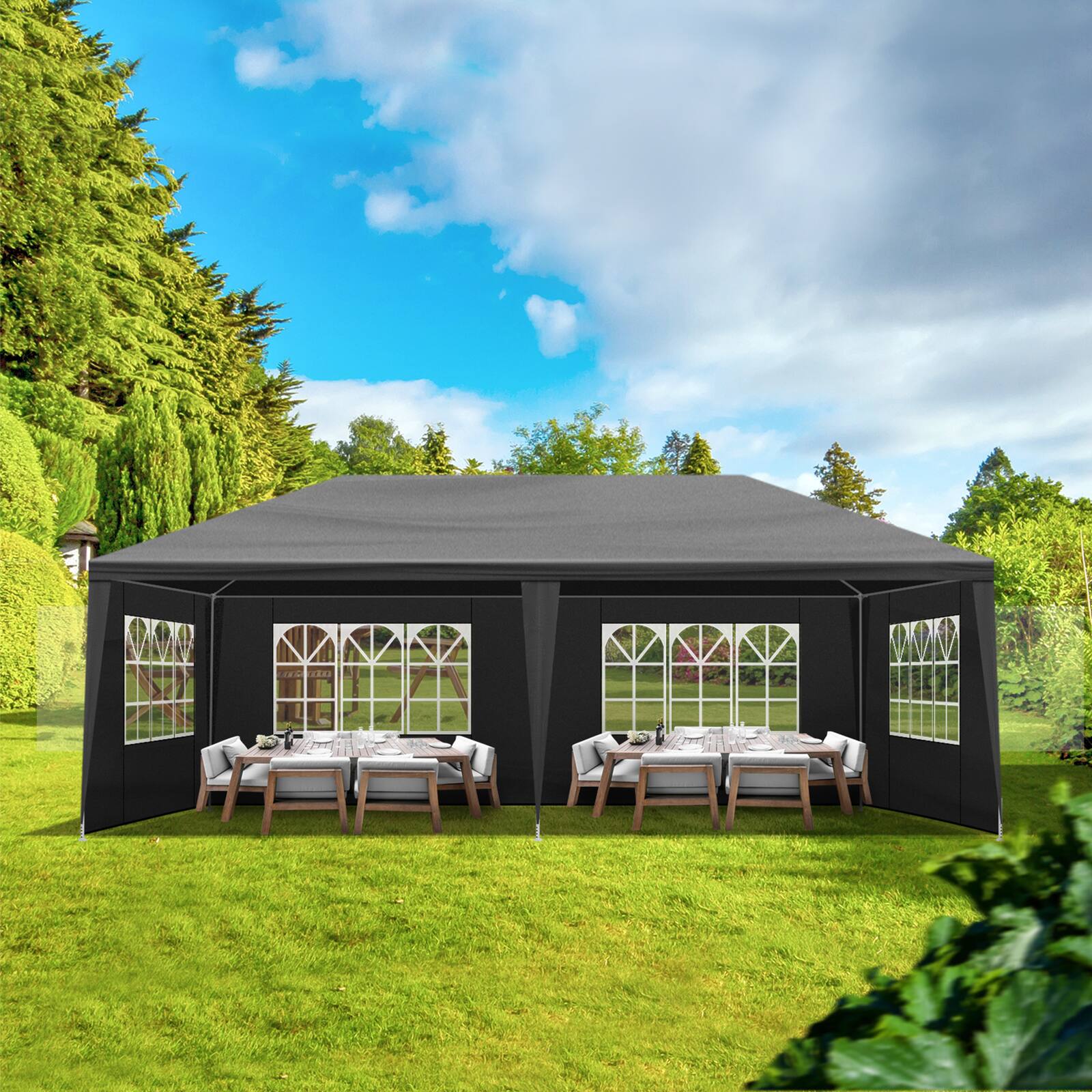 Left. Winado - 10'x20' Outdoor Party Tent with 6 Removable Sidewalls, Waterproof Canopy Patio Wedding Gazebo, Black - Black.