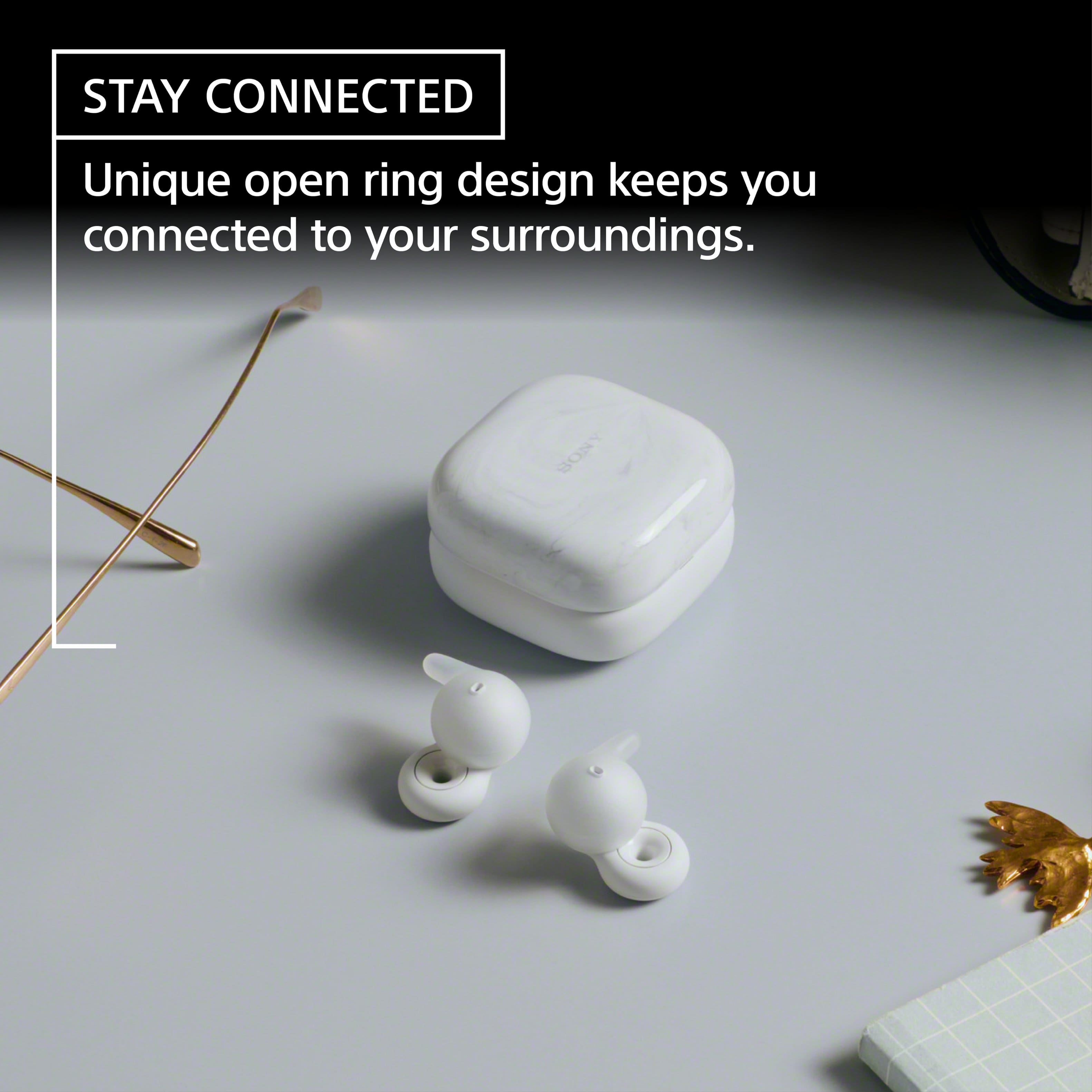 STAY CONNECTED Unique open ring design keeps you connected to your surroundings.
