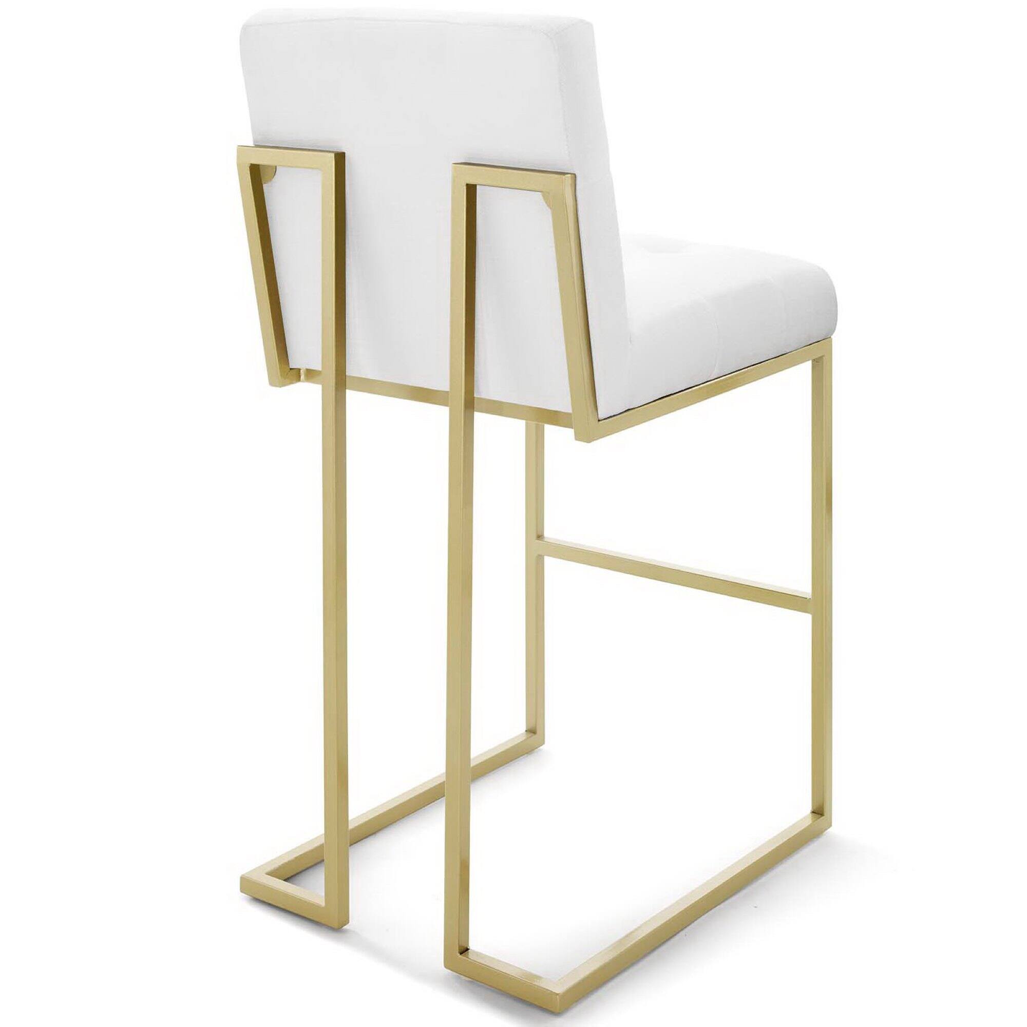 Back. Modway - Privy Gold Stainless Steel Upholstered Fabric Bar Stool Set of 2 by Modway - Gold White.