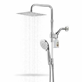 Dazzed Corner - High Pressure 10" Rain Shower & Handheld Combo, 7 Settings - Chrome