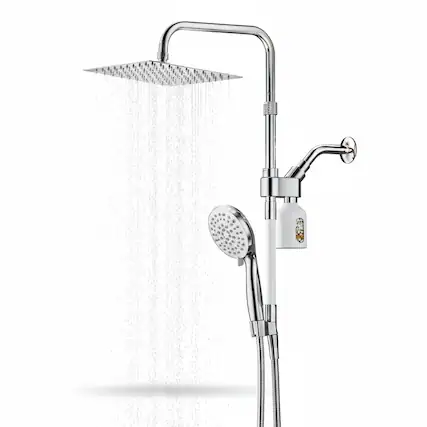 Front. Dazzed Corner - High Pressure 10" Rain Shower & Handheld Combo, 7 Settings - Chrome.
