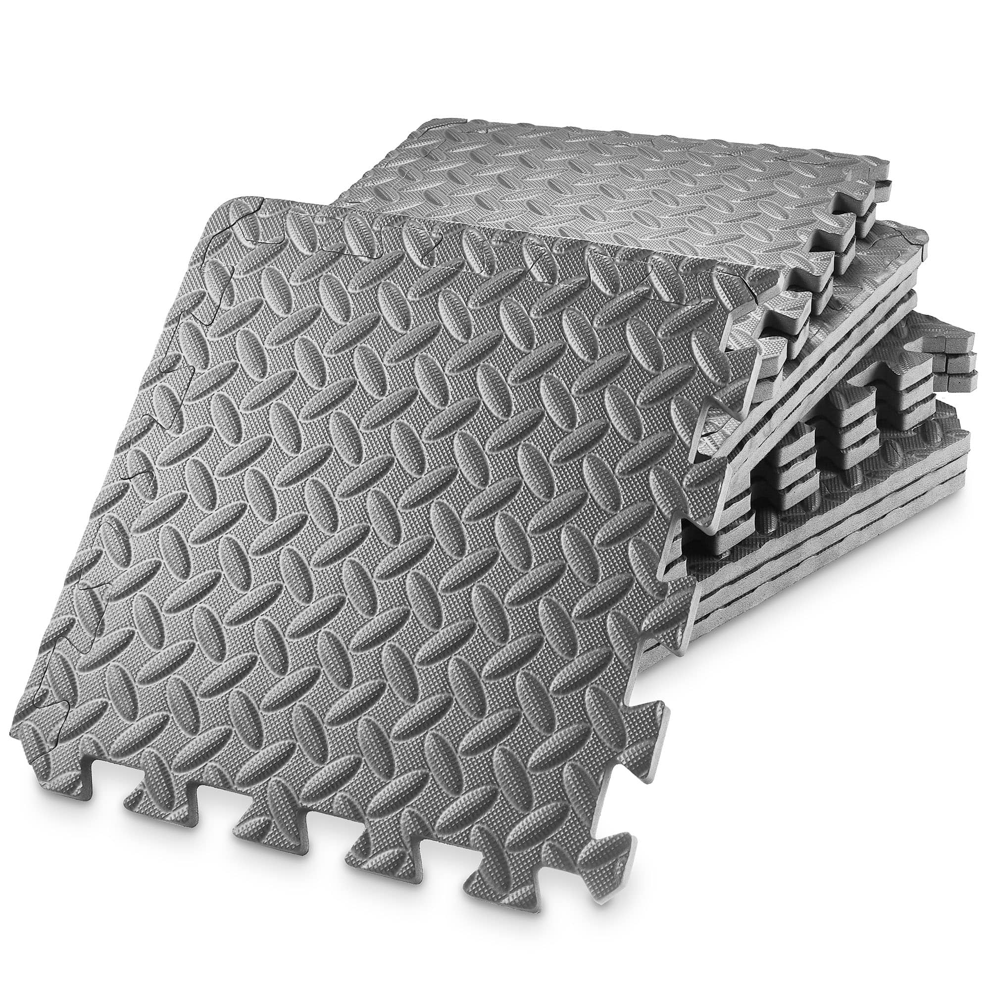Philosophy Gym - Exercise Flooring Mats - Foam Rubber Interlocking Puzzle Floor Tiles - Gray