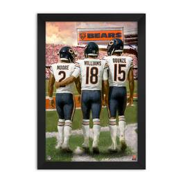 Sporticulture - D.J. Moore, Caleb Williams & Rome Odunze Chicago Bears Framed Three-Player Art Print - Blue