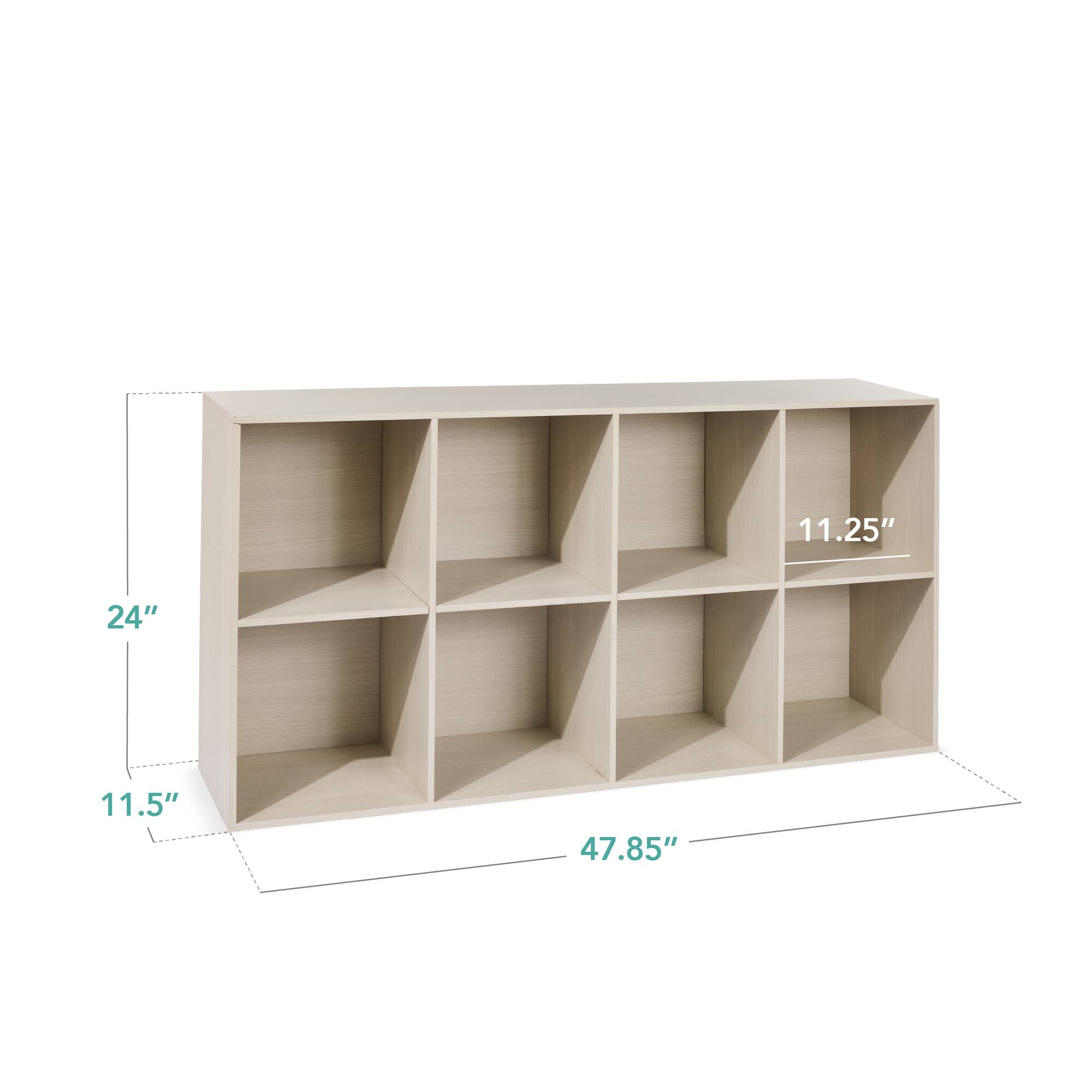 The dimensions of the shelf are:

- Width: 47.85"
- Height: 24"
- Depth: 11.5"
- Shelf depth: 11.25"