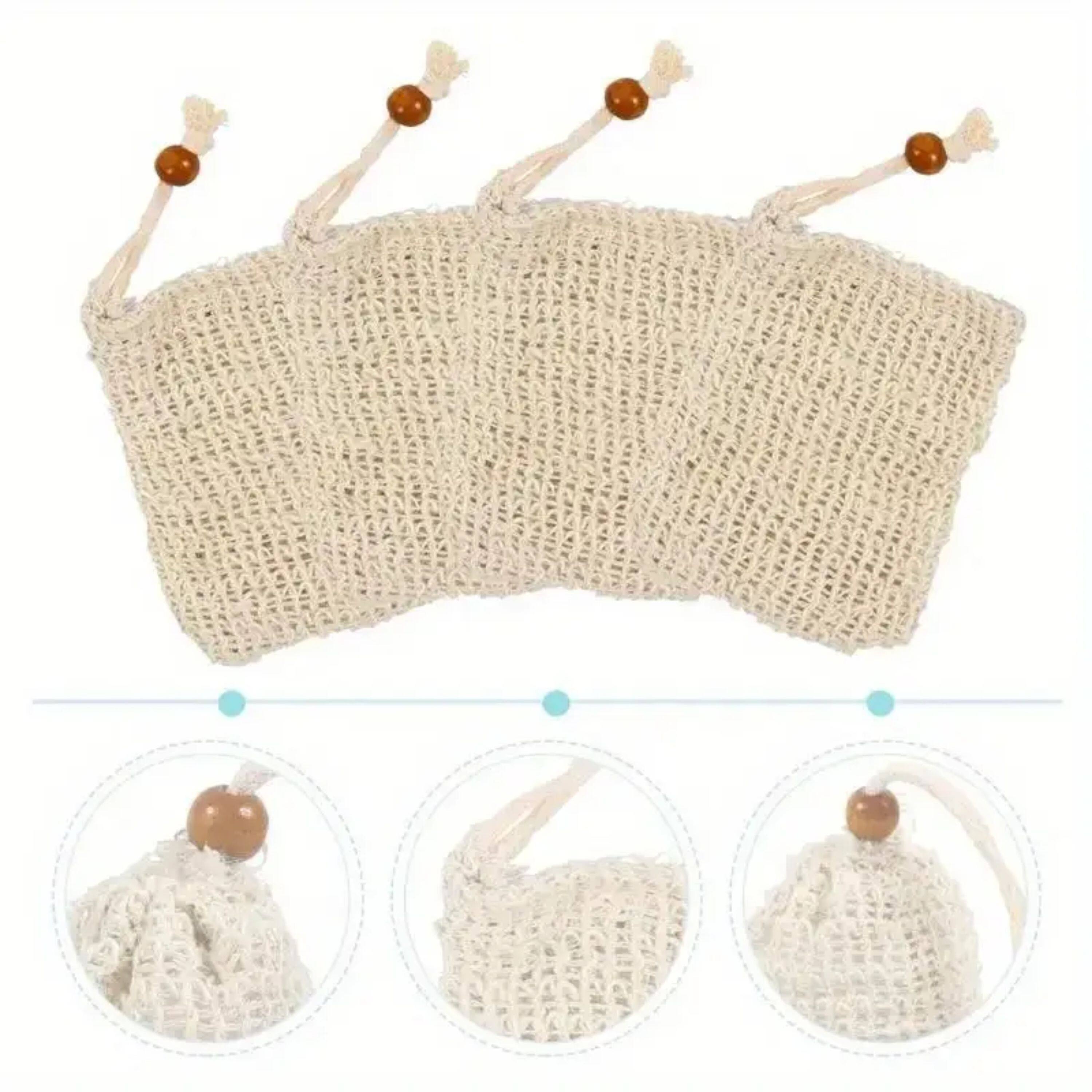 Left. Kitcheniva - Exfoliating Mesh Soap Savers Drawstring Bag for Bar Soap 5 Pcs.