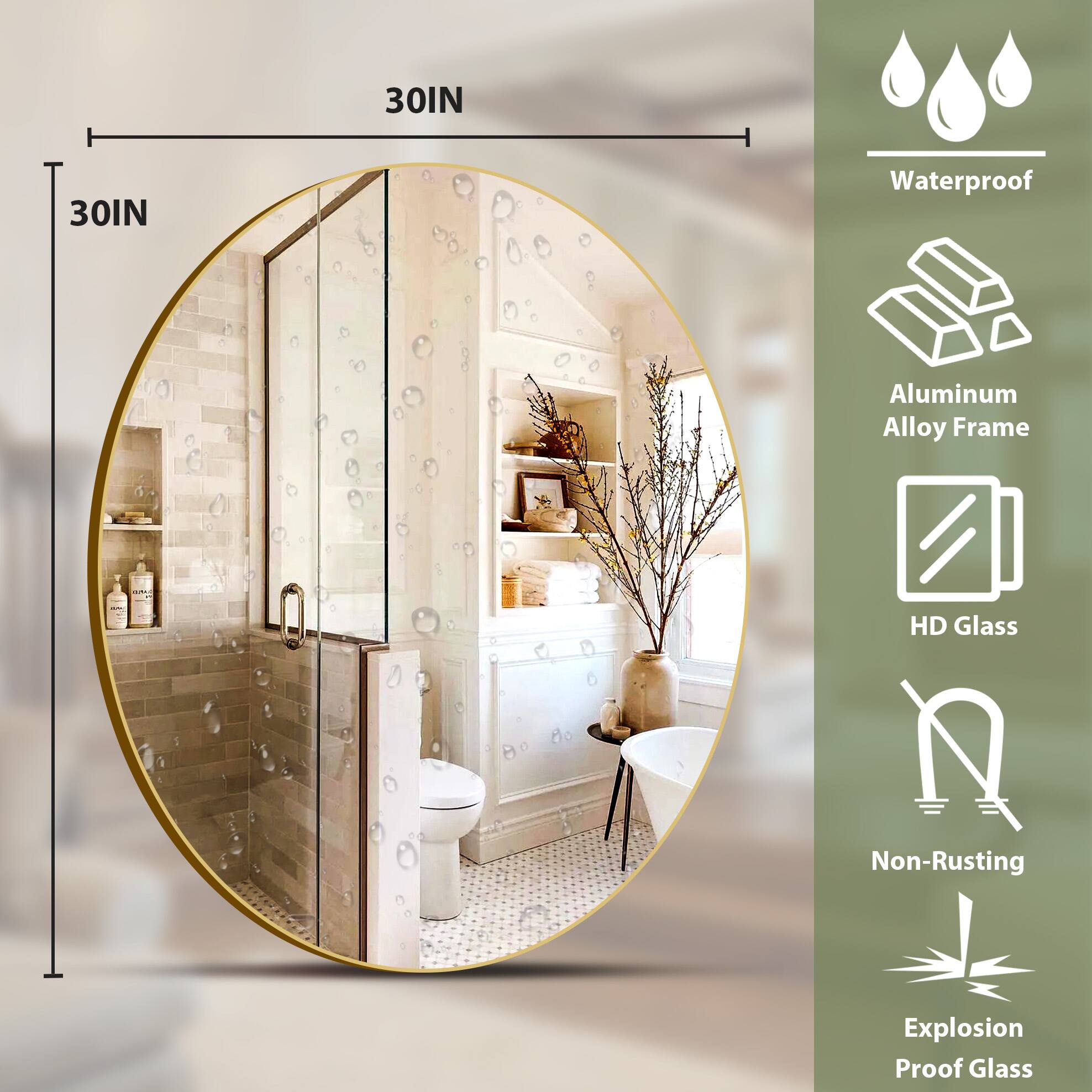 30IN x 30IN Waterproof Aluminum Alloy Frame HD Glass Non-Rusting Explosion Proof Glass