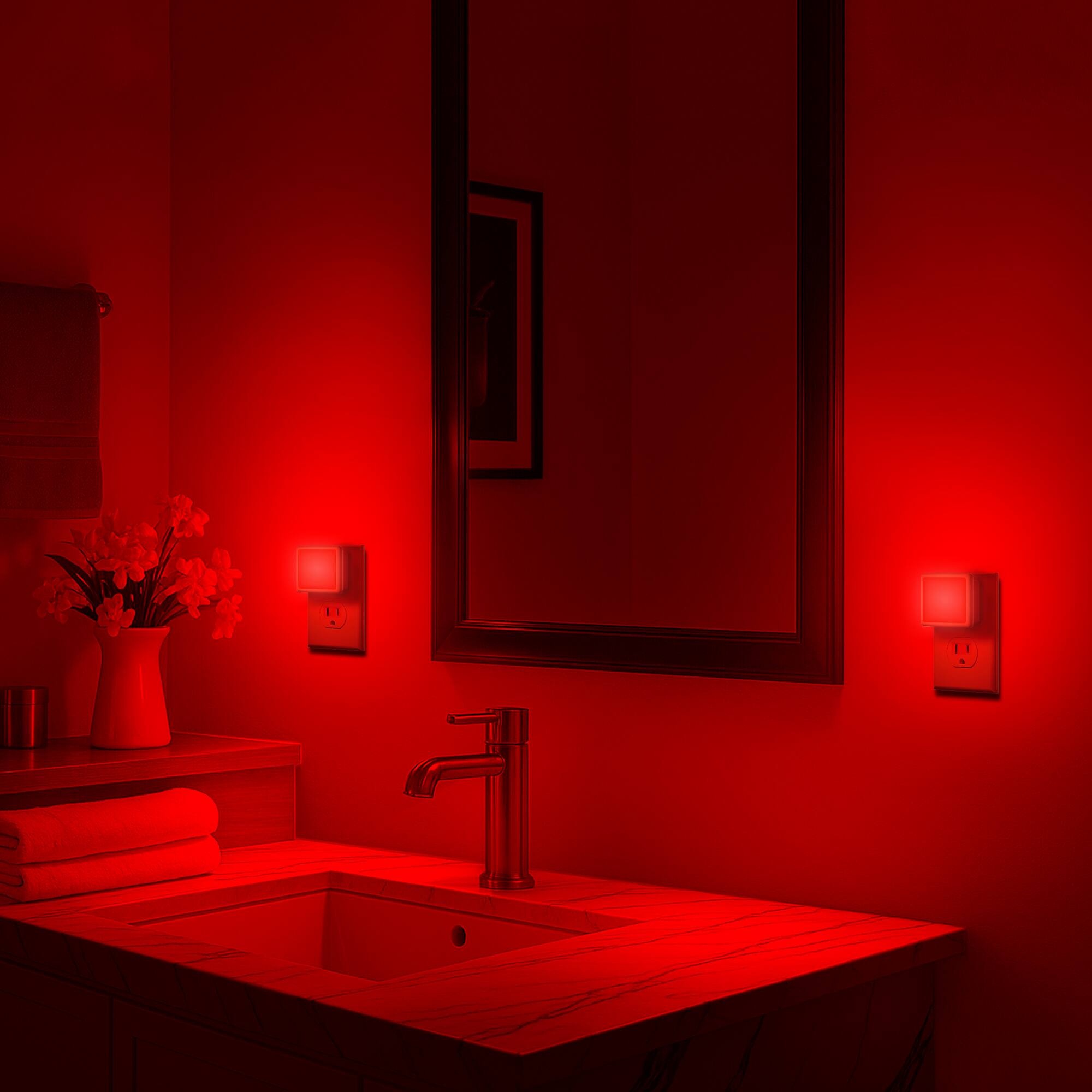 Alt View 3. Jandcase - JANDCASE 2-Pack 0.3W Plug-in Night Light, Red Glow, Compact Square Design, Non-, Dusk-to-Dawn Auto Sensor - White.