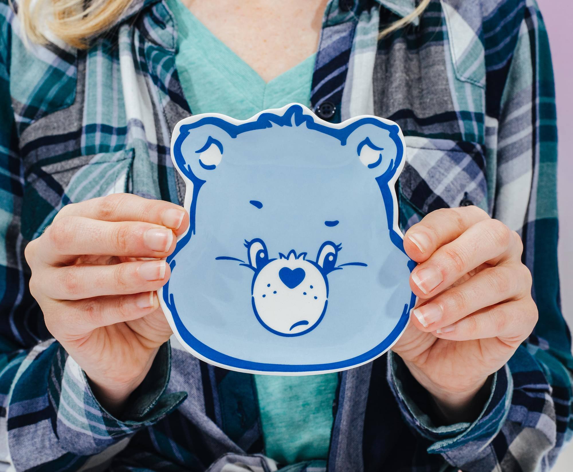 Alt View 2. Silver Buffalo - Care Bears Grumpy Bear Face Sculpted Ceramic Trinket Tray Dish - Blue.