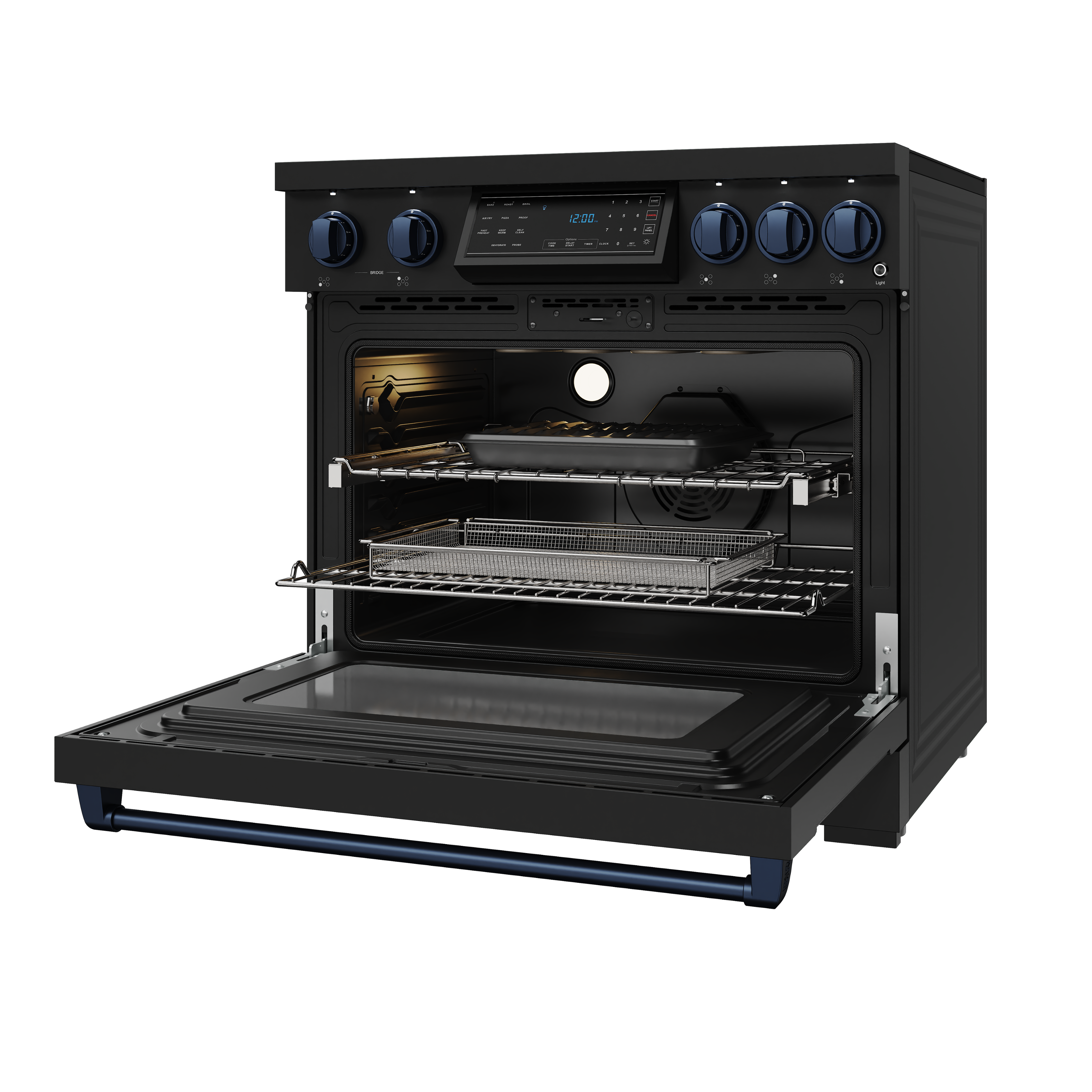 Alt View 2. Thor Kitchen - Gordon Ramsay Series by Thor Kitchen 6.0 Cu. Ft Freestanding Induction Range with Navy Blue Hardware - Matte Black.