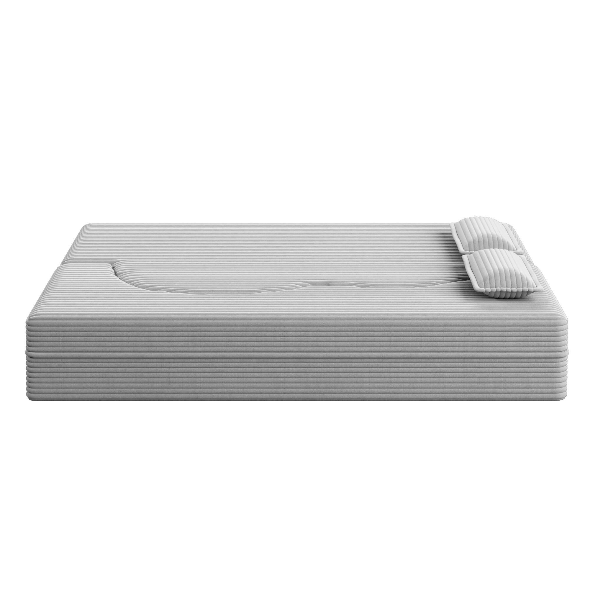 Alt View 7. GOODSILO - Convertible Plush Corduroy Floor Sleeper Sofa with Dual Pillows for Living Room and Guest Use - Light Grey.