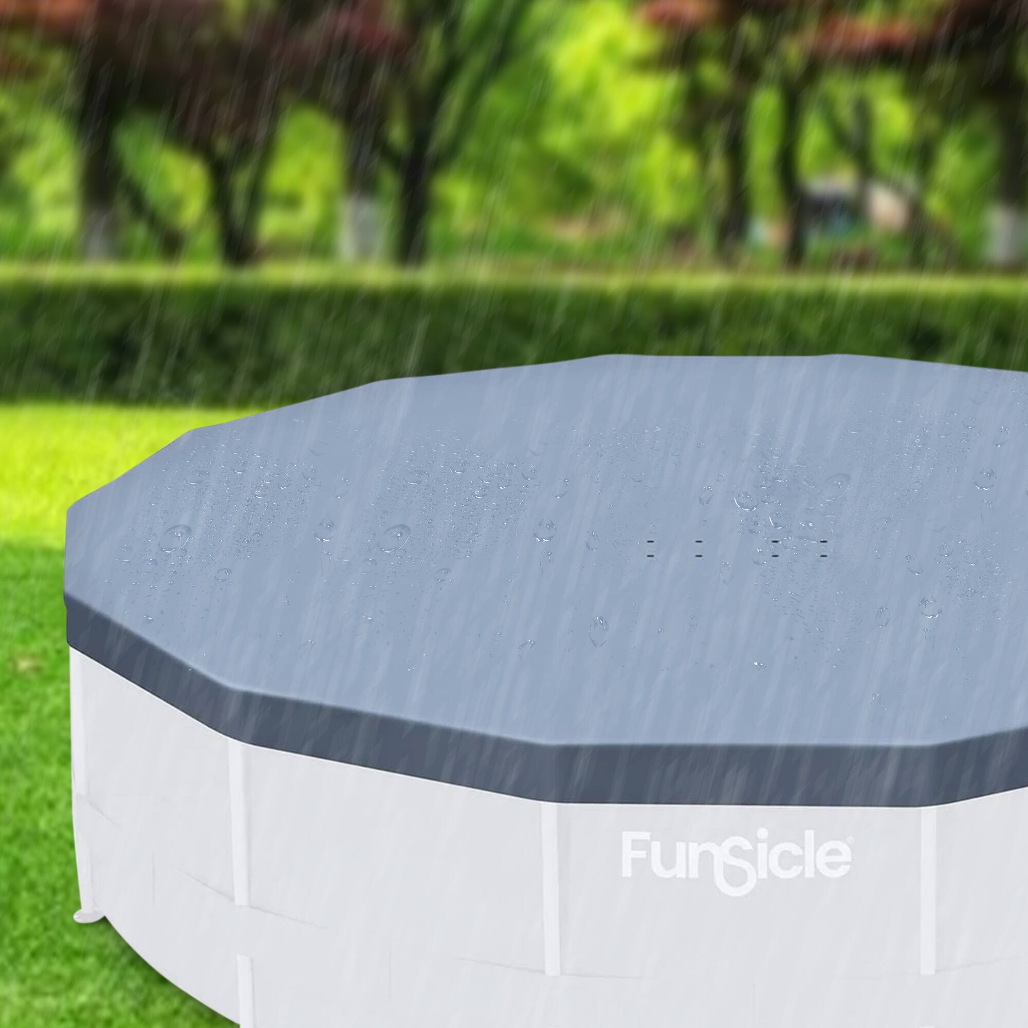 Alt View 10. Funsicle - Funsicle 14 Foot Durable Round Pool Cover for Oasis and Activity Pools, Gray.
