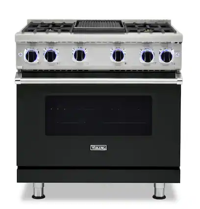 Front. Viking - VGR Freestanding 7 Series Gas 36" Range - Antique Bronze.