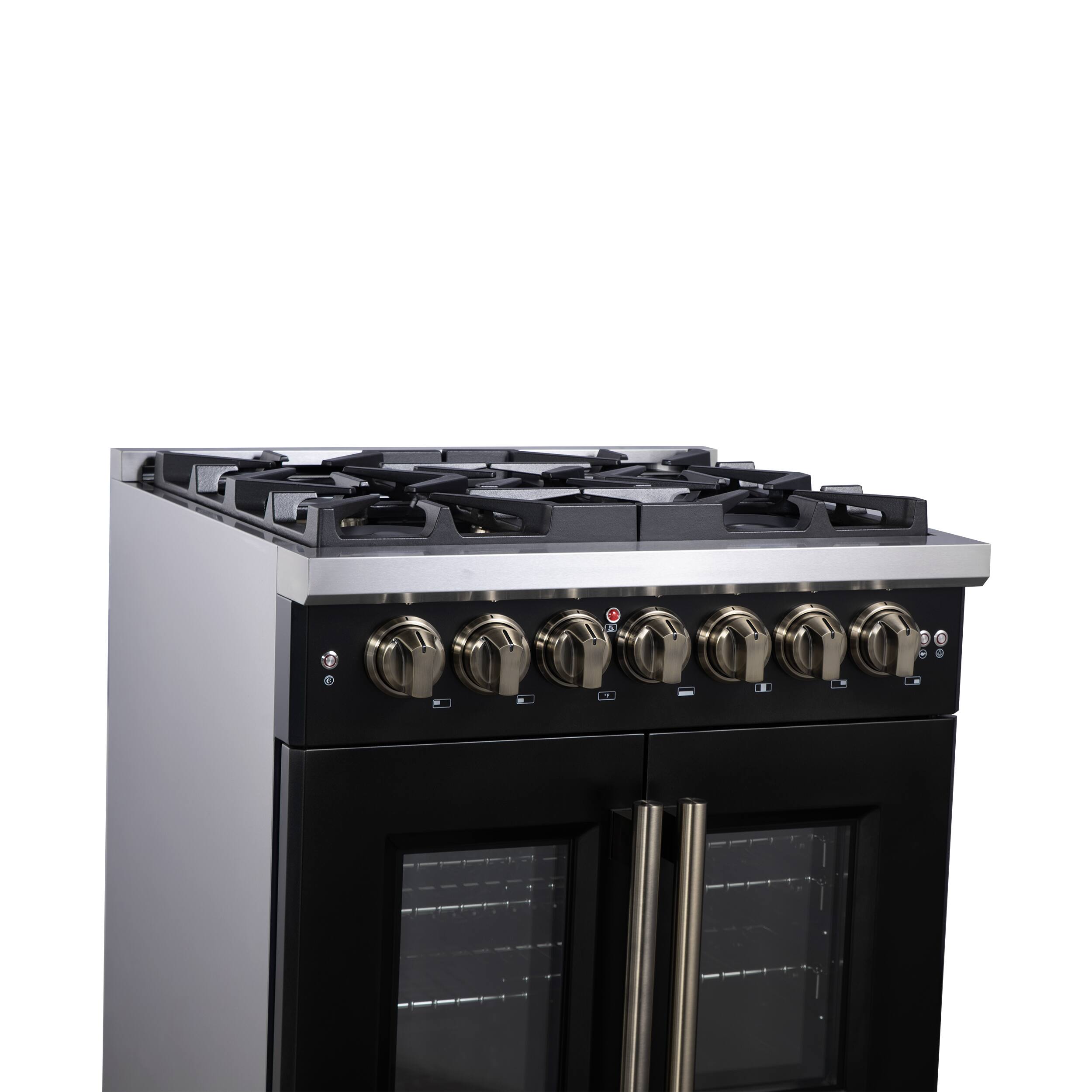 Alt View 7. Forno Appliances - Capriasca 4.32 Cu. Ft. Dual Fuel Range with French Door Design - Black.