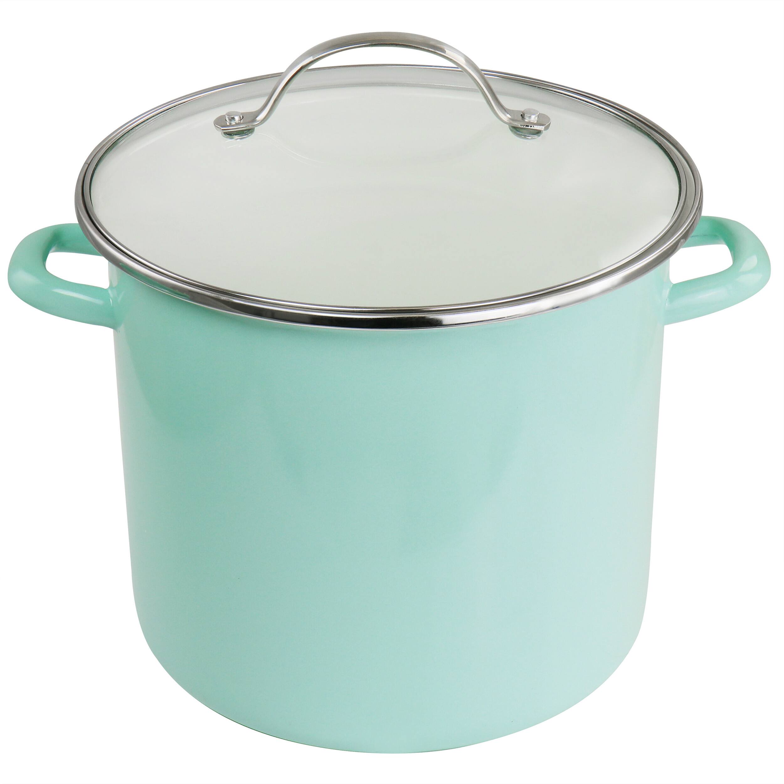 Alt View 2. Martha Stewart - Martha Stewart 8 Quart Dual Stock Pot and Steamer Set in Aqua - Aqua.