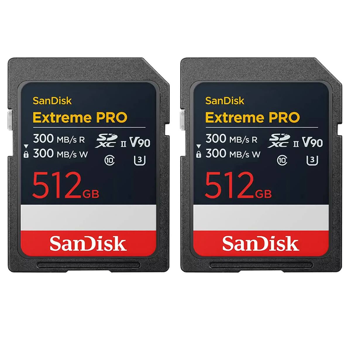 SanDisk Extreme PRO  
300 MB/s R S2 XC II V90 300 MB/s W 10 3 512 GB  
SanDisk Extreme PRO  
300 MB/s R S2 XC II V90 300 MB/s W 10 3 512 GB  
SanDisk  
SanDisk
