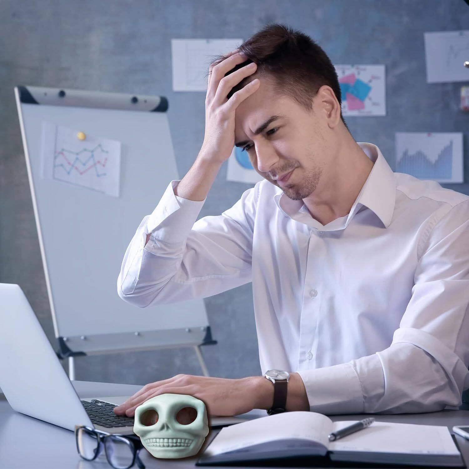 Left. Link - Halloween Skull Squishy Ball for Stress Relief - Multicolored.