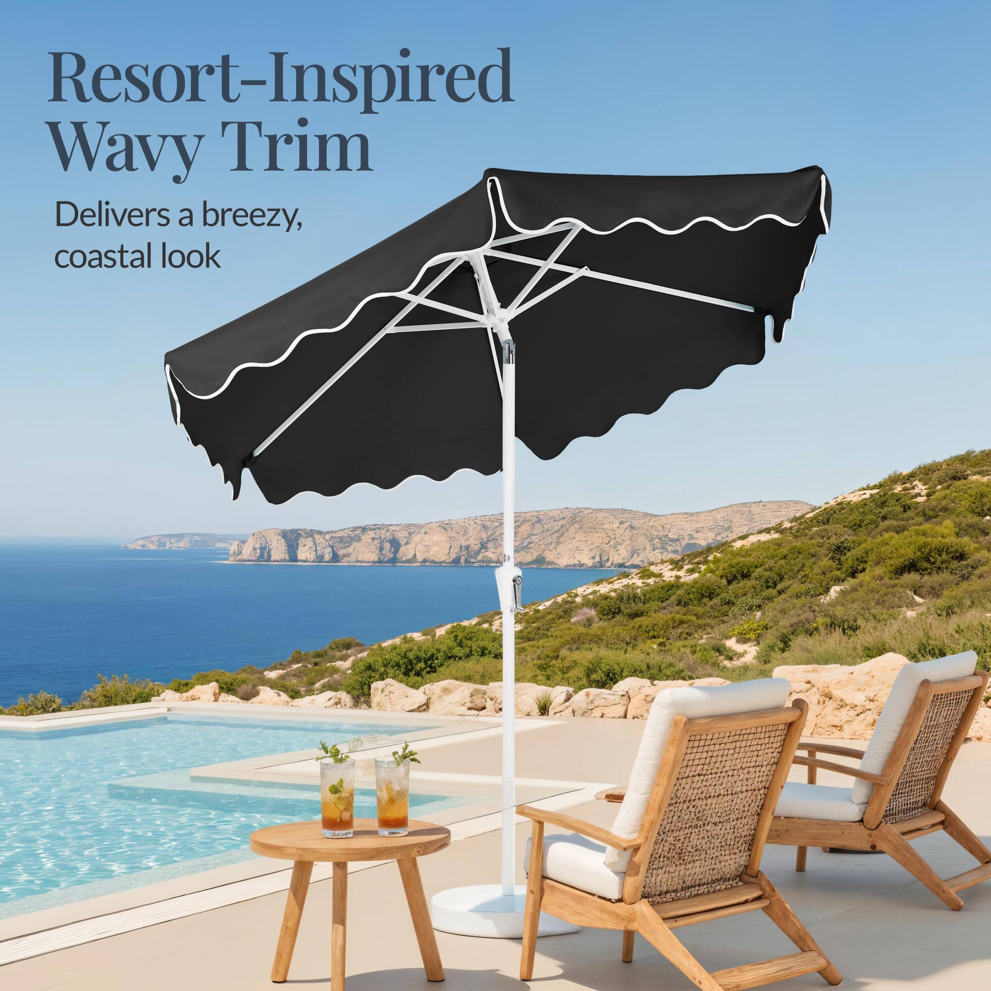 Resort-Inspired Wavy Trim  
Delivers a breezy, coastal look