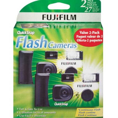 FUJIFILM QuickSnap Flash Cameras  
2-Pack (2 Paquetes)  
Value 2-Pack (Paquete valor de 2 / Oferta-2 paquetes)  
Fun & Easy to Use  
Utilisation facile et amusante  
Uso Fácil y Divertido  
Continuous Flash  
Flash continu  
Flash Continuo