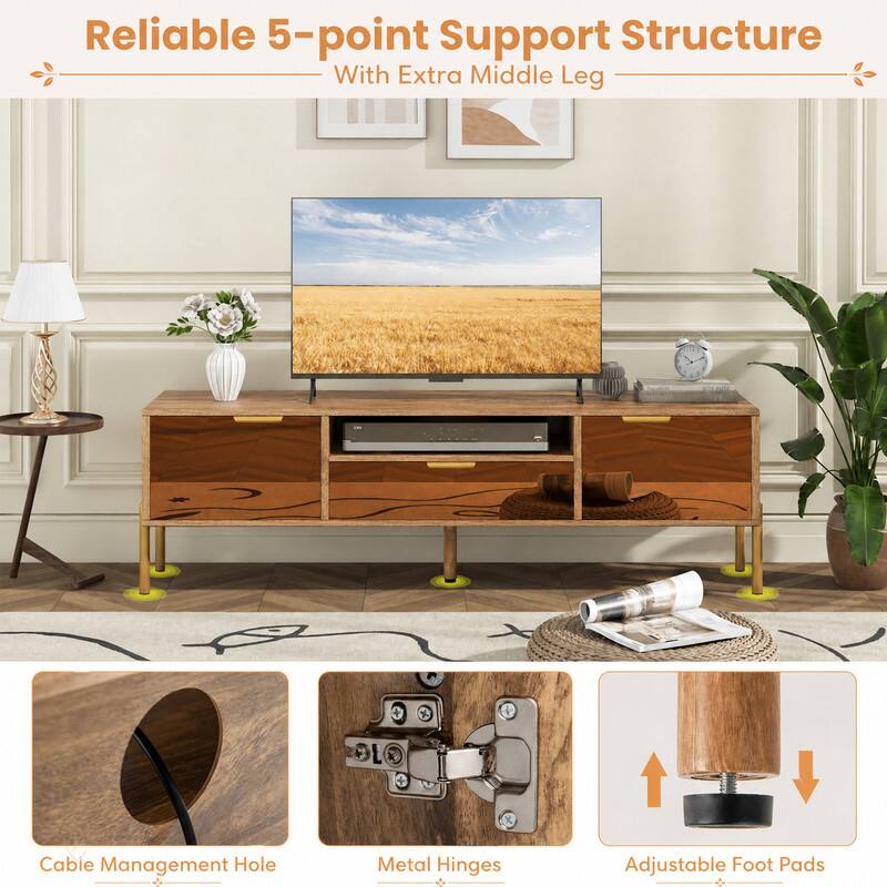 Reliable 5-point Support Structure With Extra Middle Leg

Cable Management Hole

Metal Hinges

Adjustable Foot Pads