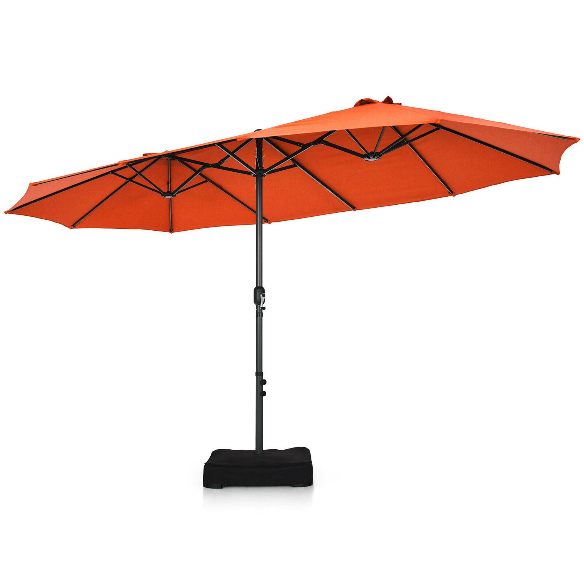 Alt View 1. Gymax - Gymax 15 ft Double-Sided Patio Umbrella Market Twin Umbrella w/ Enhanced Base Orange - Orange.