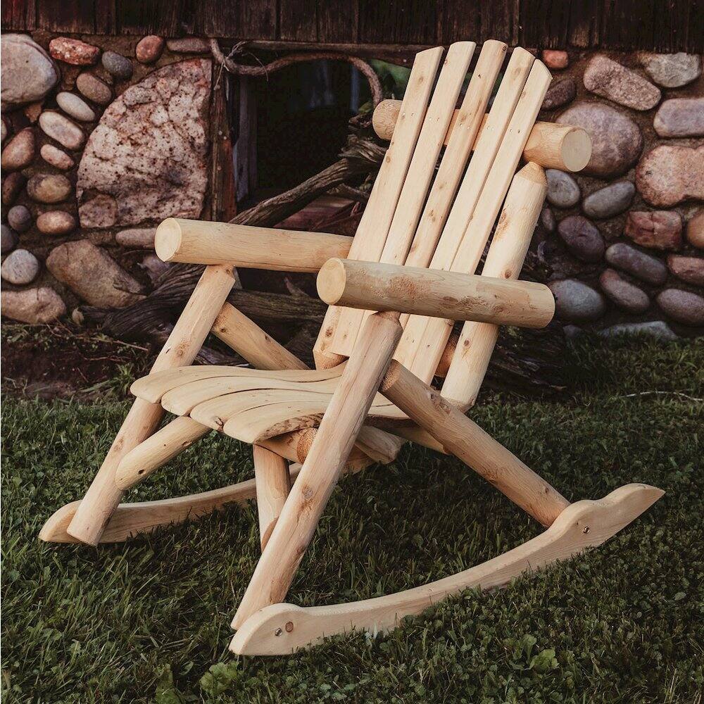 Alt View 1. Contoured Comfort - Cedar Log Rocking Chair - Brown.