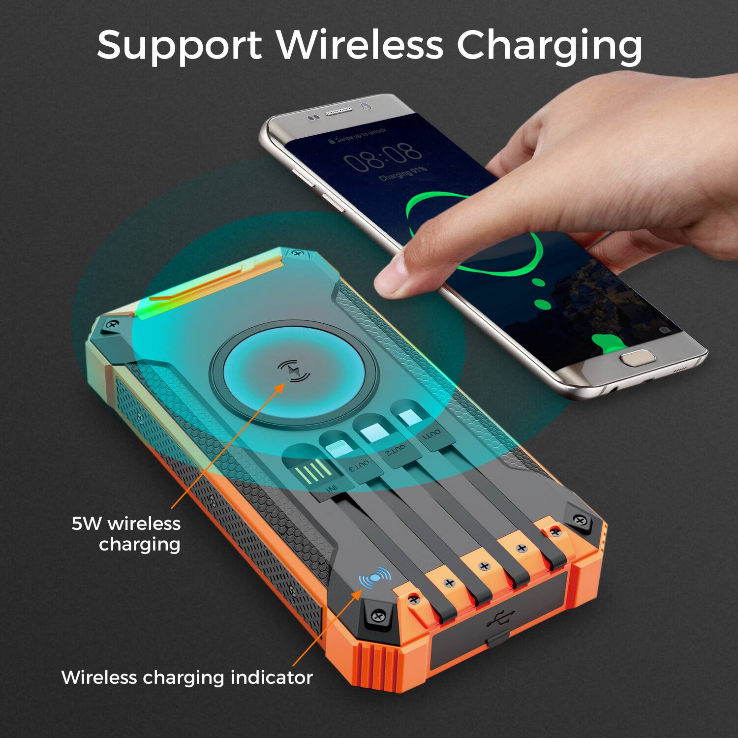 Support Wireless Charging, 5W wireless charging, Wireless charging indicator