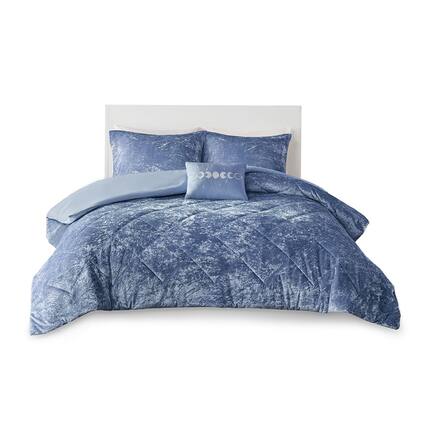 Front. Gracie Mills - Gracie Mills Andrea Duvet Cover Set with Throw Pillow - Blue.