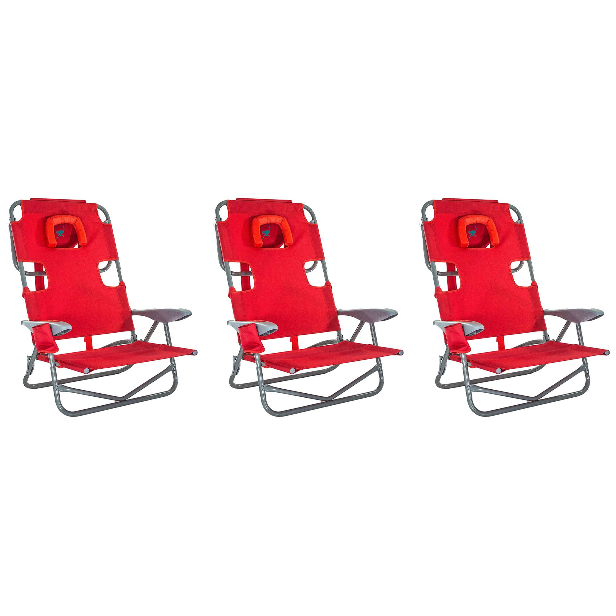 Ostrich - On Your Back Folding Reclining Outdoor Camping Lawn Chair, (3 Pack) - Red price history on PriceWatchPro