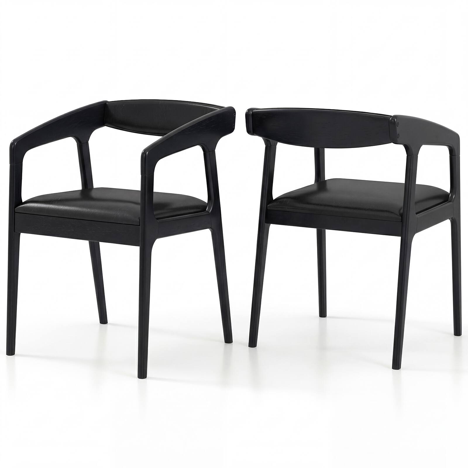 Alt View 9. Gymax - Gymax 4PCS Accent Armchairs Upholstered PU Leather Chairs w/ Padded Backrest & Seat Black - Black.