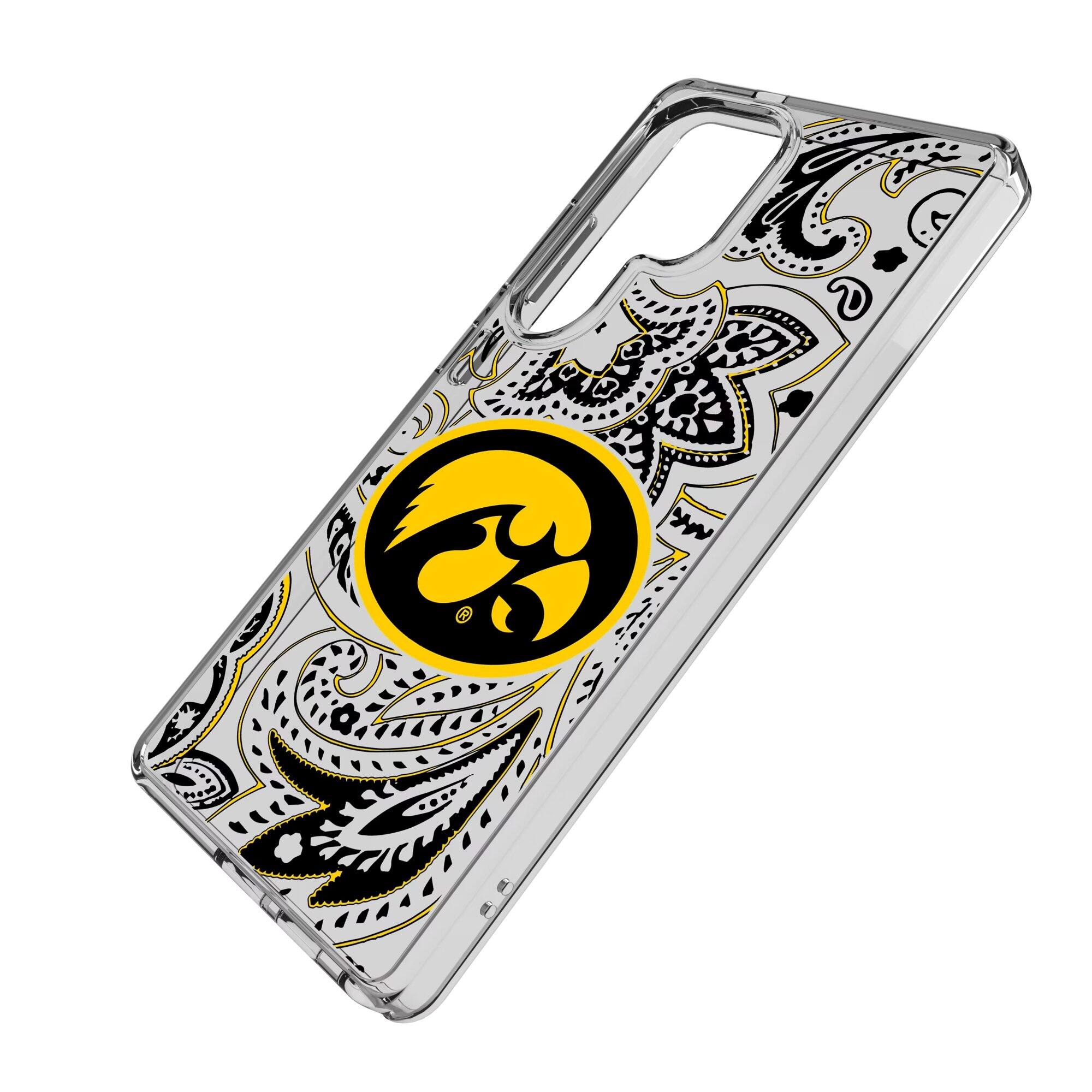 Alt View 1. Keyscaper - Iowa Hawkeyes Paisley Galaxy Clear Case - S24 - Multicolor.
