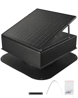 VEVOR - Roof Attic Exhaust Fan, 35W Smart Solar Roof Ventilation Fan Auto Temperature Control, 2400 CFM Airflow Built-in - Black