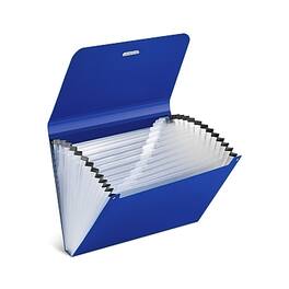 Staples - Moisture Resistant Reinforced Plastic Filing Accordion File, 13-Pocket, Letter Size - Blue