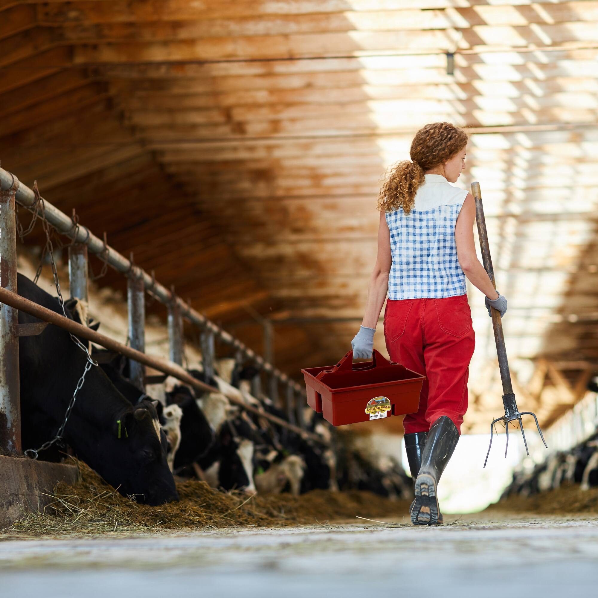 Alt View 2. Little Giant - Little Giant DuraTote Plastic Box Organizer w/2 Compartments & Handle, Burgundy - Burgundy.