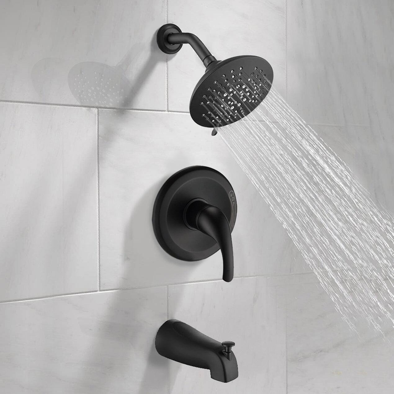 Alt View 2. Boyel Living - Single Handle 5 Spray Tub and Shower Faucet with Handle Trim in Matte Black Valve Included - Matte Black.