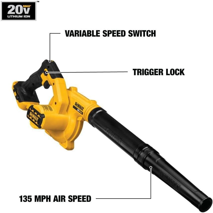 MAX 20v LITHIUM ION VARIABLE SPEED SWITCH TRIGGER LOCK DEWALT 135 MPH AIR SPEED