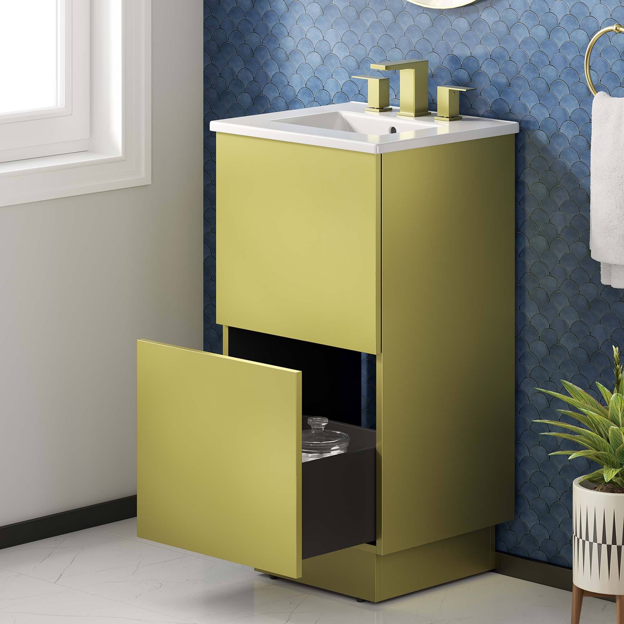 Alt View 1. Modway - Quantum Bathroom Vanity Basin Included by Modway - White Gold.