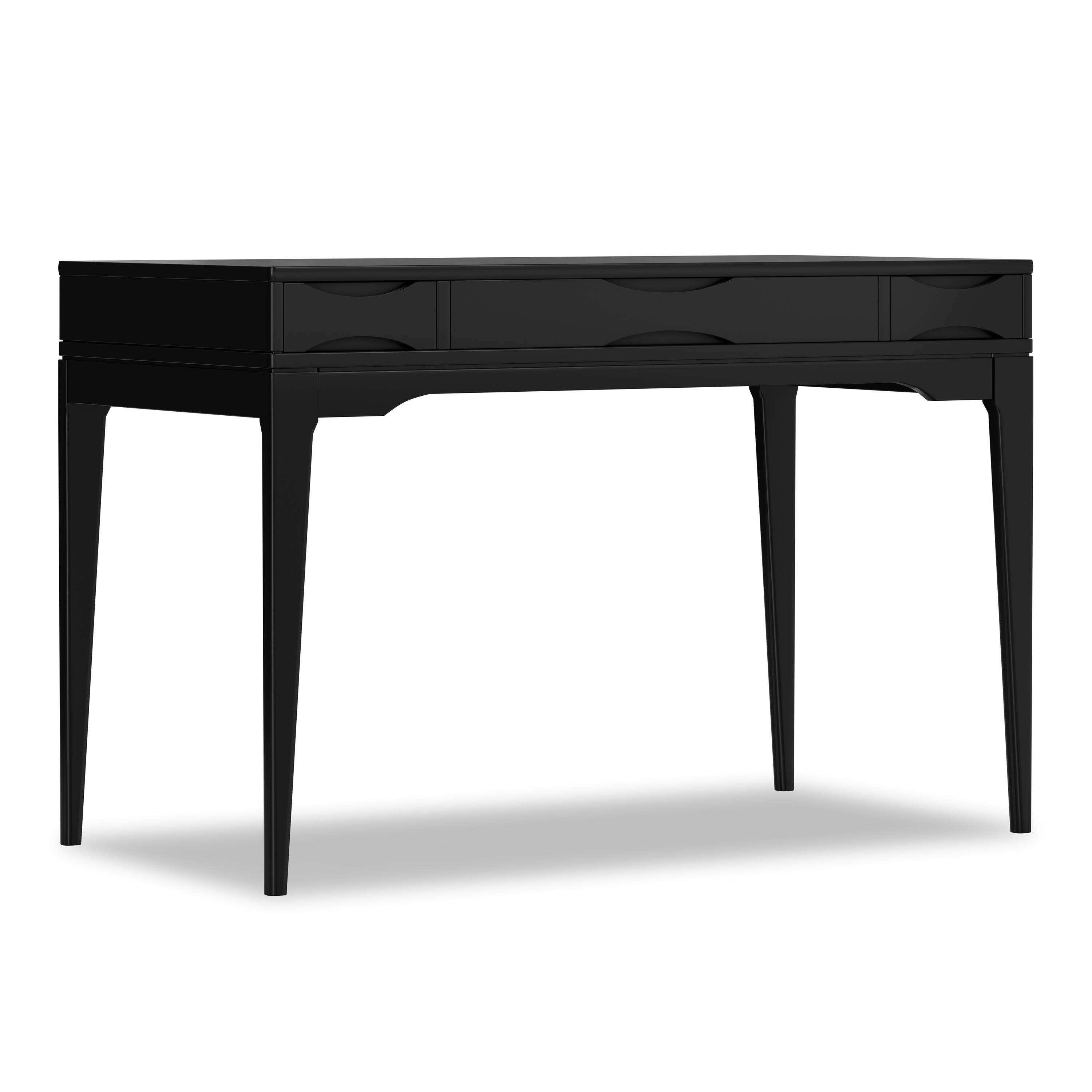 Simpli Home - Harper 48 inch Wide Solid Hardwood Mid-Century Modern Small Desk - Black