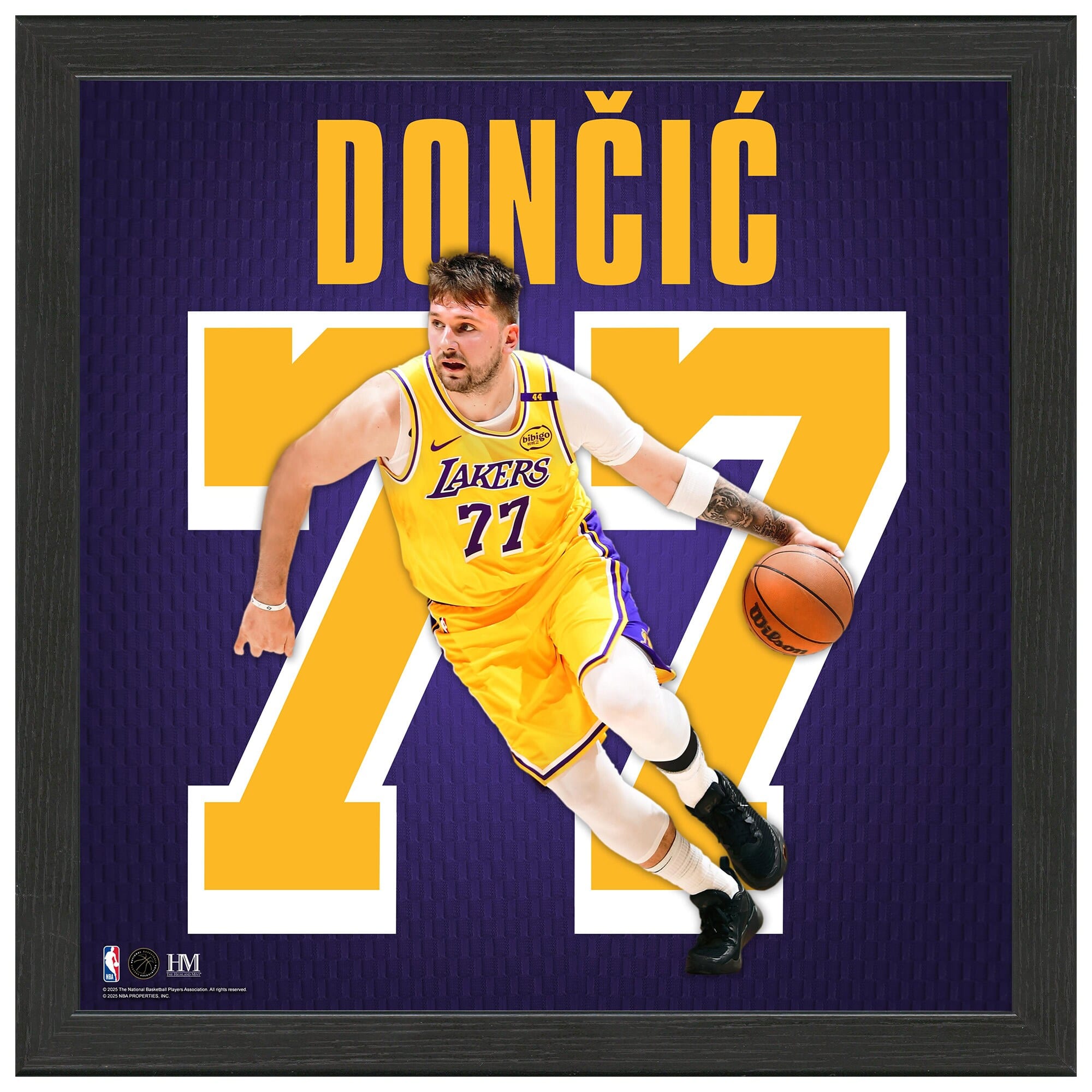 Highland Mint - Luka Doncic Los Angeles Lakers 13" x 13" Impact Jersey Frame - Multicolor