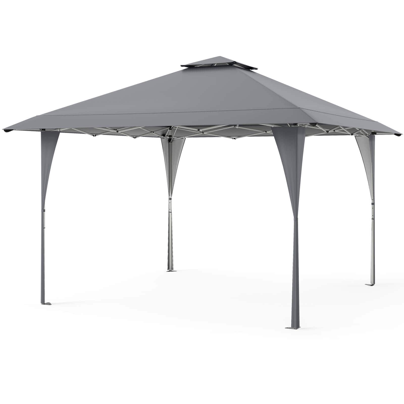 Front. Costway - Costway 13 X 13 FT Pop up Gazebo Outdoor Canopy Tent with Portable Carrying Bag 8 Stakes Gray - Gray.