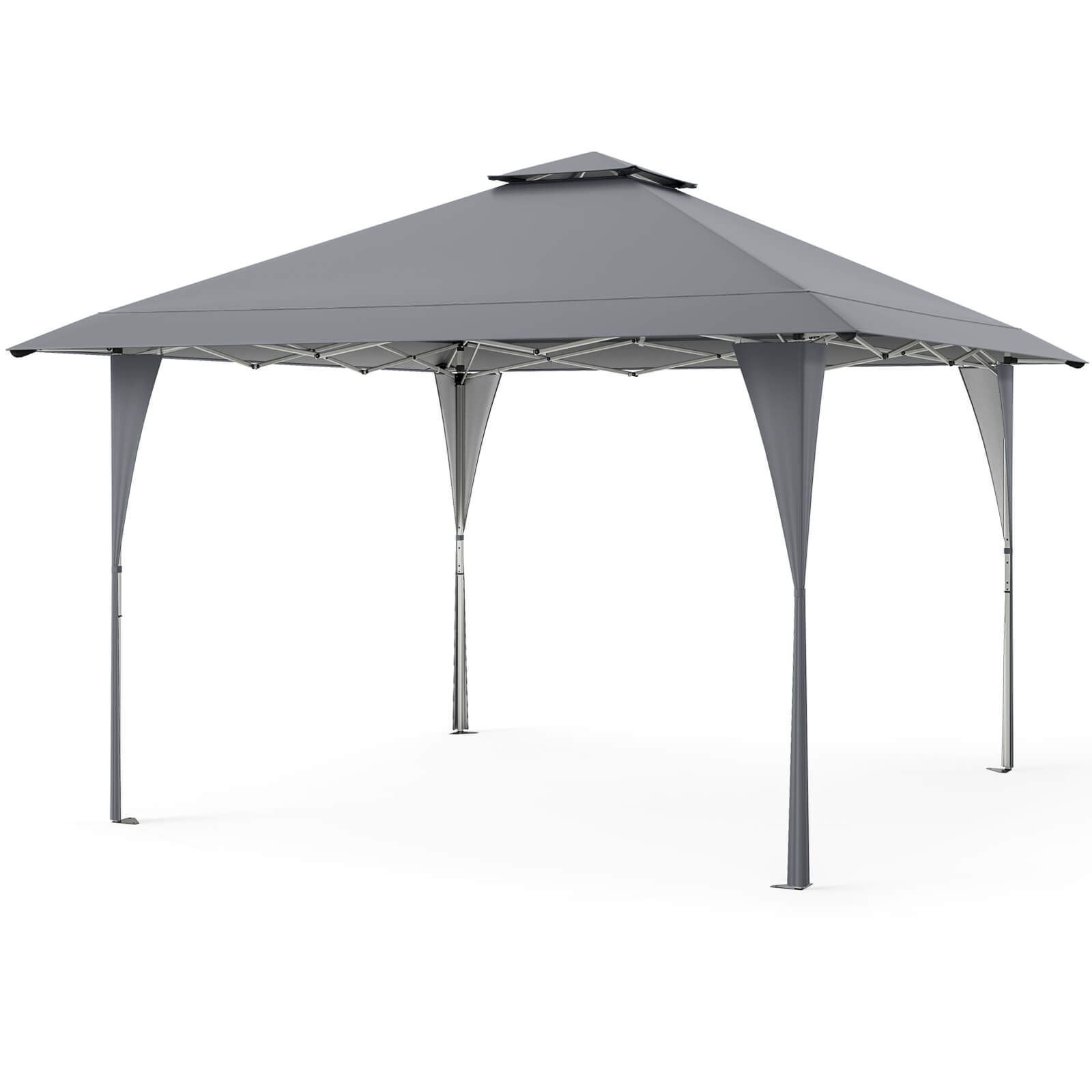 Front. Costway - Costway 13 X 13 FT Pop up Gazebo Outdoor Canopy Tent with Portable Carrying Bag 8 Stakes Gray - Gray.