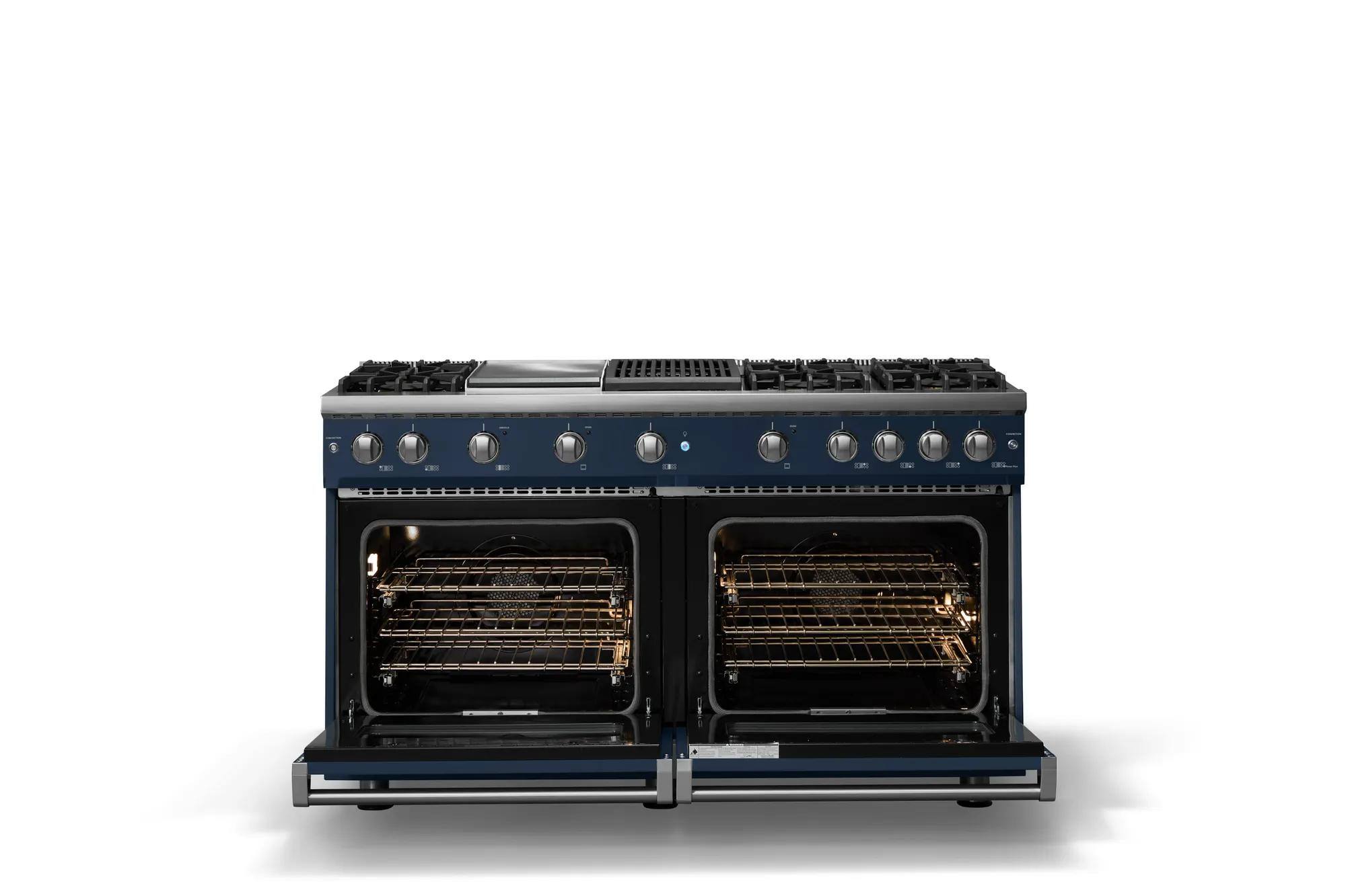 Alt View 2. Viking - 60 in. Wide 6 Burner Pro 5 Series 8.0 Cu. Ft. Freestanding Sealed Burner LP Gas Convection Range w. Griddle - Slate Blue - Slate Blue.