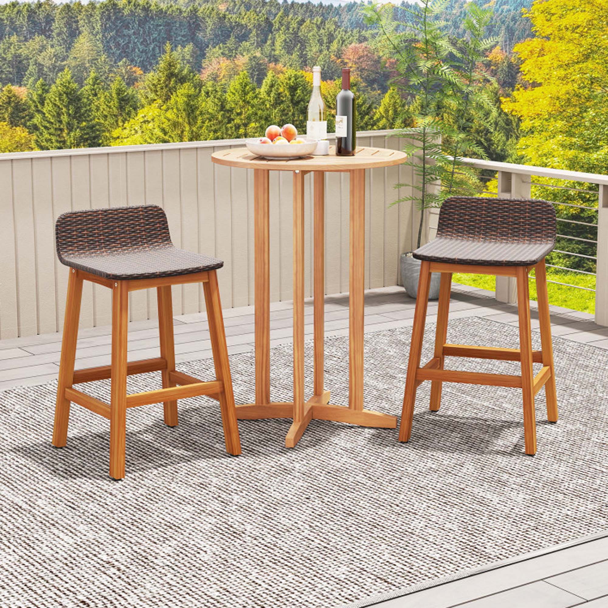 Alt View 1. Boyel Living - Brown with Footrest Wood Set of 2 Bar Stools - Brown.