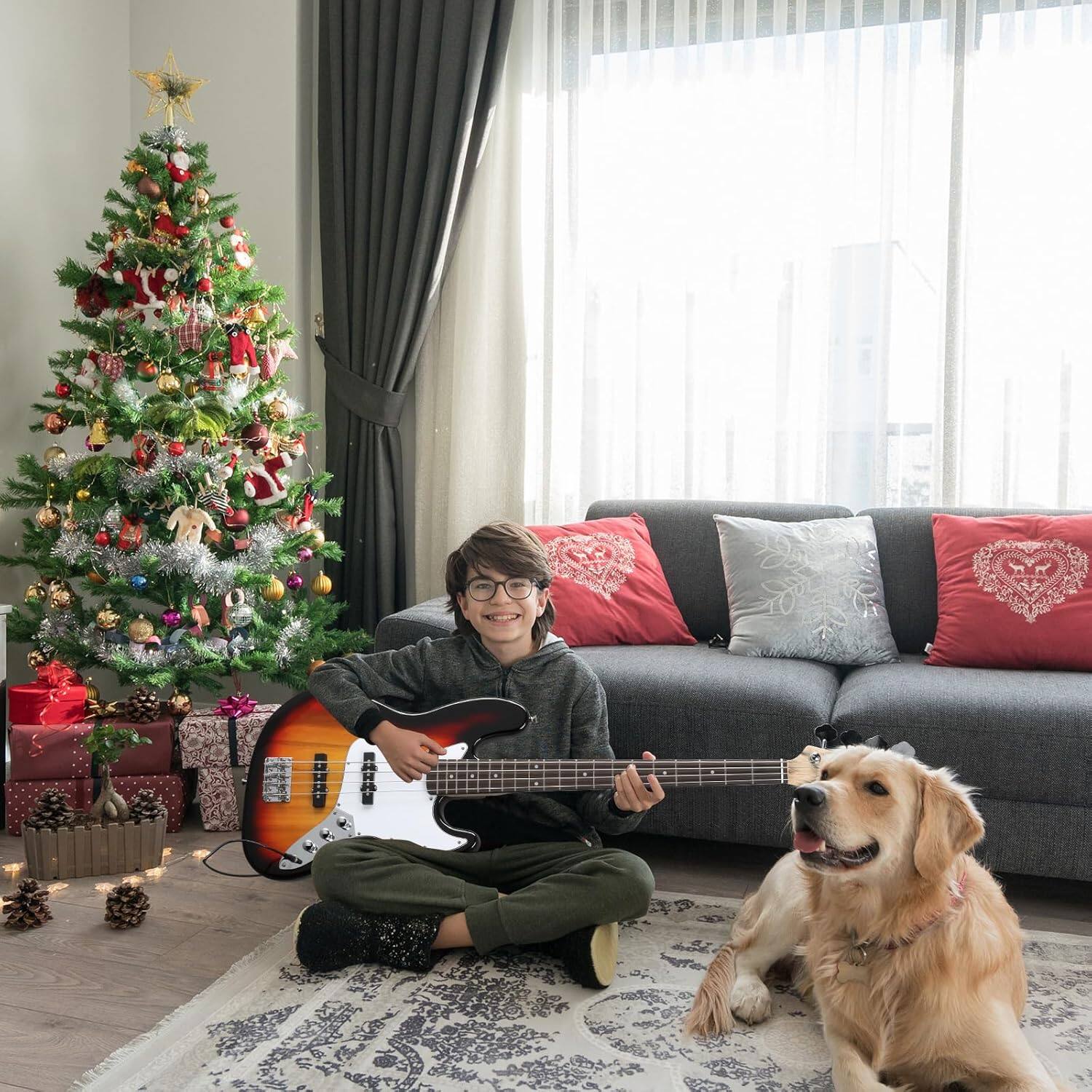 Back. Winado - Electric Bass Guitar with 20Watt Amplifier, 4 String Right Handed Electric Bass Kit for Beginner & Professionals W/a Bag.