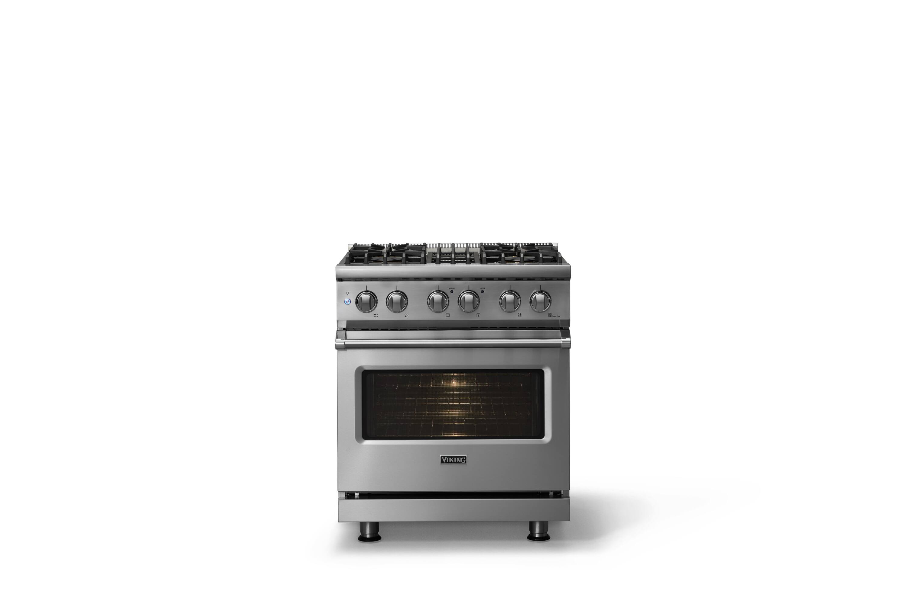 Alt View 1. Viking - 30"W. Pro5S 4.7 Cu.Ft. Freestaning Sealed LP 4 Burner Dual Fuel Convection Range - Stainless Steel - Stainless Steel.