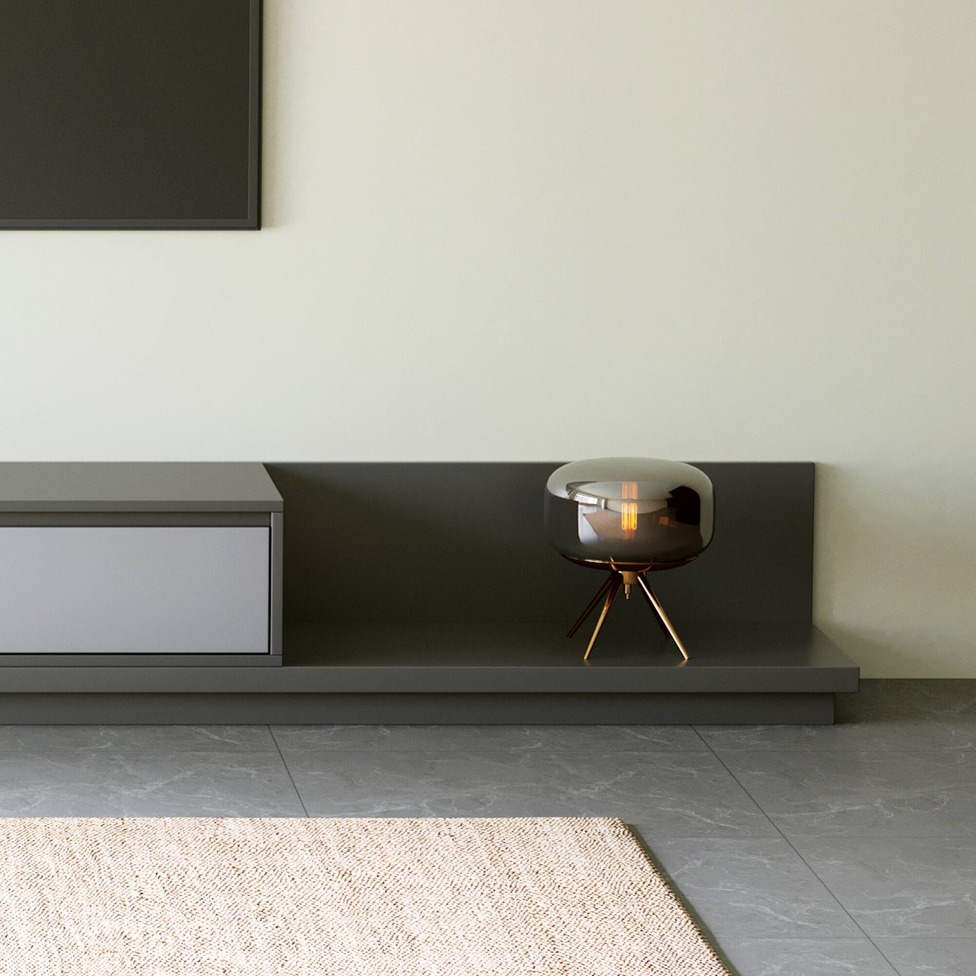 Alt View 4. luck idea - 78.7-Inch Expandable TV Stand (Max Width 141.7") - 3 Storage Drawers - Gray.