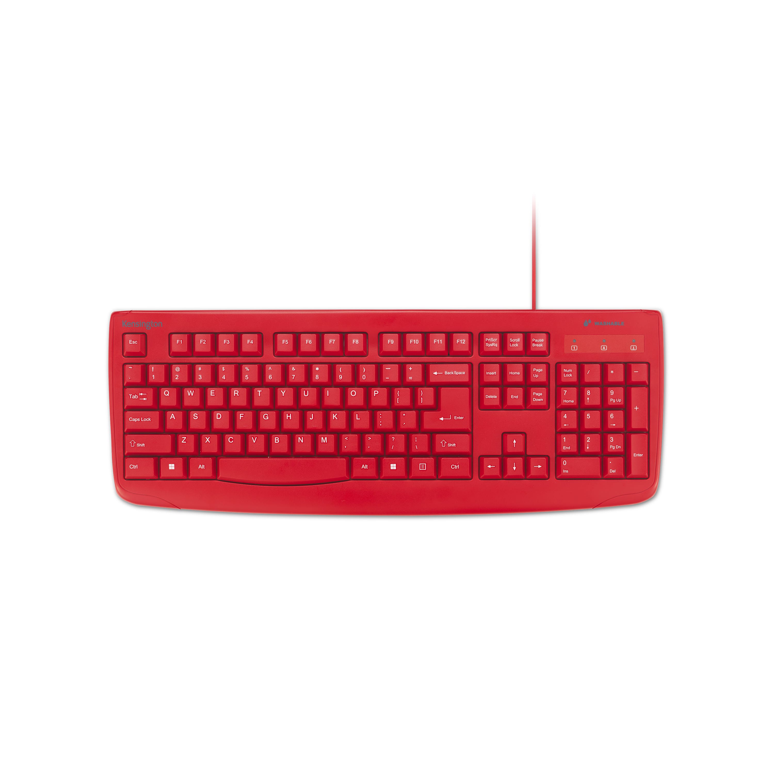 Kensington - Pro Fit Wired Washable Keyboard – IPX6 Waterproof & Antimicrobial - Red