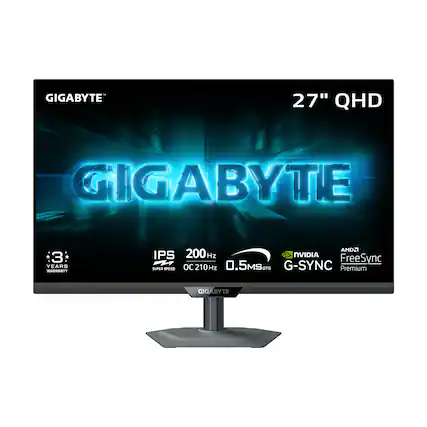 GIGABYTE 27" QHD
3 YEARS WARRANTY
IPS 200Hz
OC 210Hz
0.5ms GTG
NVIDIA G-SYNC Premium
AMD FreeSync
GIGABYTE