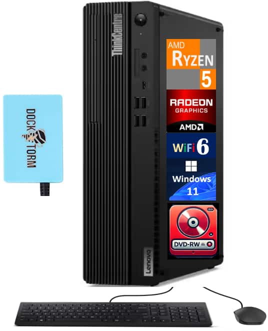 Lenovo - ThinkCentre M75s Mini Desktop (AMD Ryzen 5 Pro 5650G, 64GB DDR4, 2TB PCIe SSD, Win 11 Pro) w/USB Hub - Black