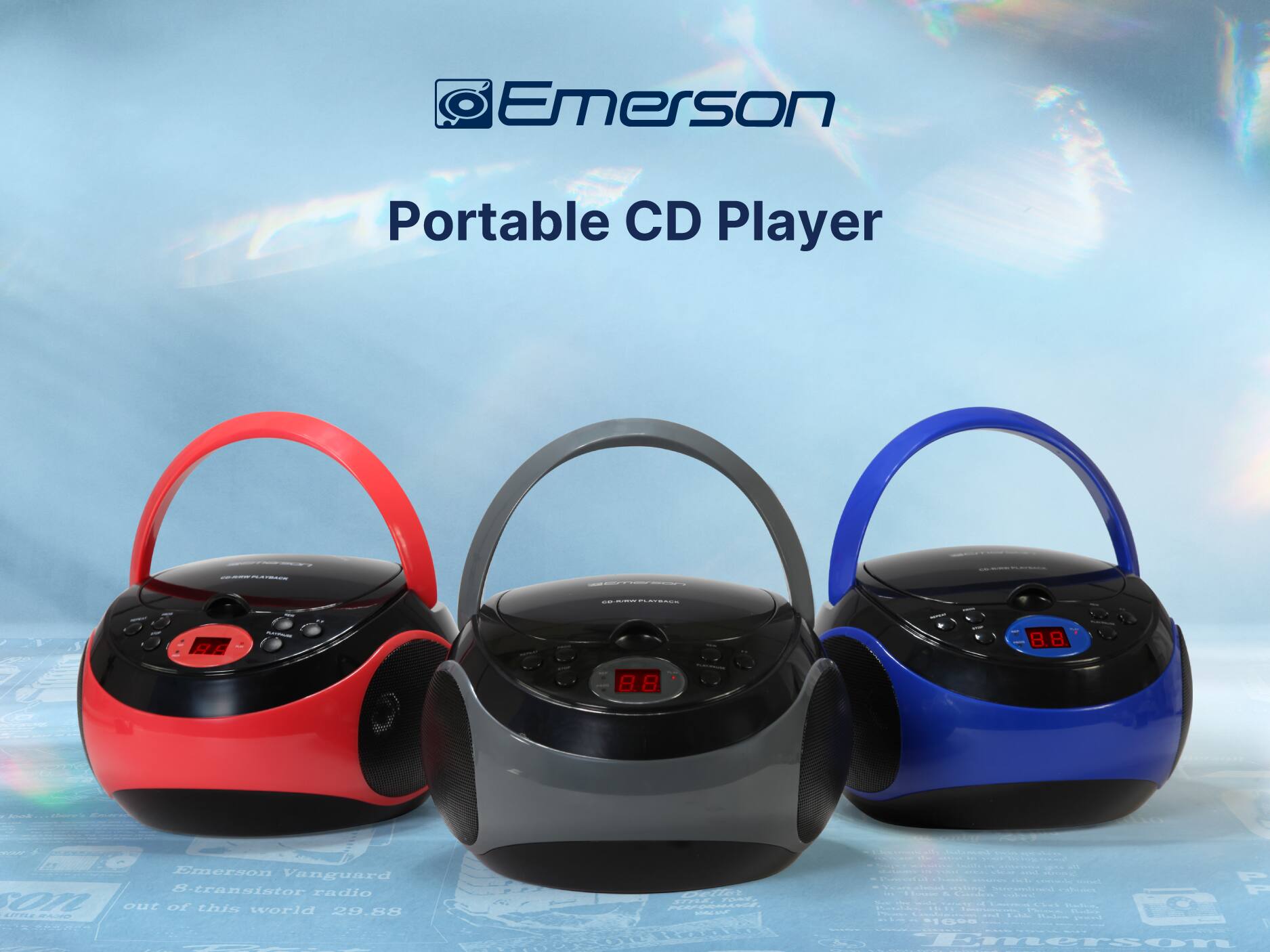 Emerson Portable CD Player | | - : i ArECS eu C 8.8 8.8 Aa  Emerson Vanguard S-transistor radio 01L out of this world 29.88 42T1E  - - F  T a - 1008 1 Emerson